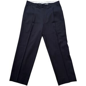 Canali Navy Blue Double Pleated Italian Wool Dress Pants 34X27 $395 Woolmark*